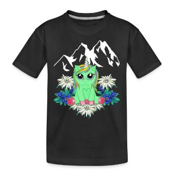 Unicorn Flora Alps Mountains Horn Peak Spring - Kids' Premium Organic T-Shirt - black - Front