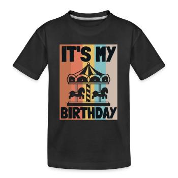Carnival Party Birthday Girl Cumpleaños Carousel - Kids' Premium Organic T-Shirt - black - Front