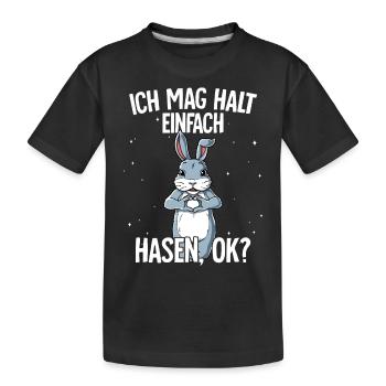Ich mag halt einfach Hasen - Kinder Premium Bio T-Shirt - Schwarz - Vorne