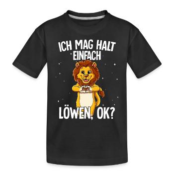 Ich mag halt einfach Löwen - Kinder Premium Bio T-Shirt - Schwarz - Vorne