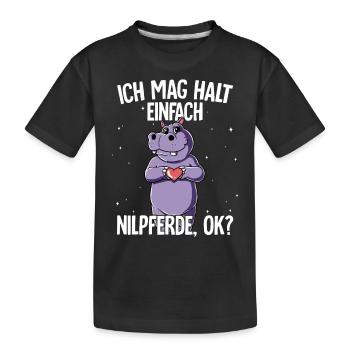 Ich mag halt einfach Nilpferde - Kinder Premium Bio T-Shirt - Schwarz - Vorne