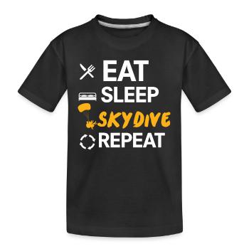 Sky Diving Fallschirmsprung - Kinder Premium Bio T-Shirt - Schwarz - Vorne
