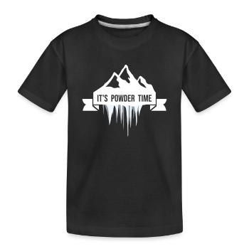 IT'S POWDER TIME - Ski Snowboard Freeriden - Kinder Premium Bio T-Shirt - Schwarz - Vorne