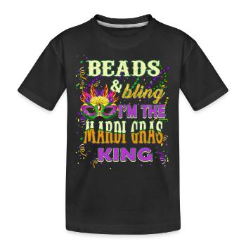 Perles et Bling Je suis le roi du Mardi Gras - T-shirt bio Premium Enfant - noir - Devant