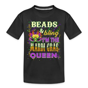 Perles et Bling Je suis la reine du Mardi Gras - T-shirt bio Premium Enfant - noir - Devant