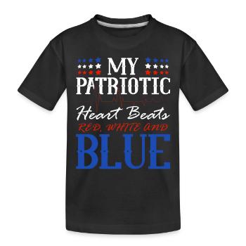 My patriotic heart beats red-white-blue - Kids' Premium Organic T-Shirt - black - Front