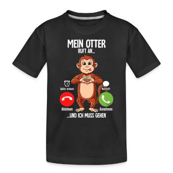 Mein Affe Ruft An - Kinder Premium Bio T-Shirt - Schwarz - Vorne
