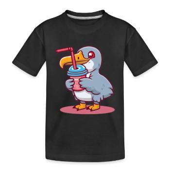 La cigogne à bec-en-sabot boit du thé à bulles - T-shirt bio Premium Enfant - noir - Devant