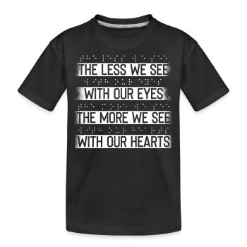 Braille letter, Blind people love - Kids' Premium Organic T-Shirt - black - Front