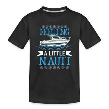 Bateau papa Capitaine Pontoon Sailor Croisière - T-shirt bio Premium Enfant - noir - Devant
