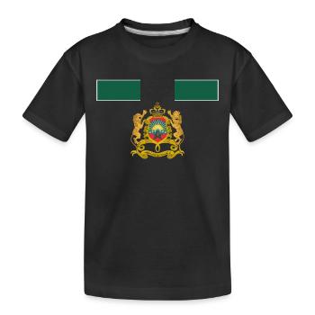 Goldenes Emblem der Fußballmannschaft des Königreichs Marokko - Kinder Premium Bio T-Shirt - Schwarz - Vorne