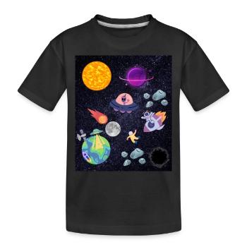 Weltraum Design - Kinder Premium Bio T-Shirt - Schwarz - Vorne