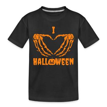 Ich liebe Halloween Spuk Skelett - Kinder Premium Bio T-Shirt - Schwarz - Vorne