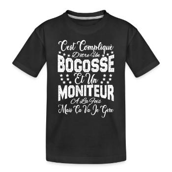 c'est compliqué d'être un Bogosse et un Moniteur. - T-shirt bio Premium Enfant - noir - Devant