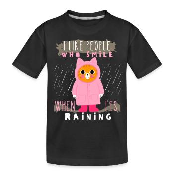 Chat sous la pluie, imperméable, bottes en caoutchouc, dire - T-shirt bio Premium Enfant - noir - Devant