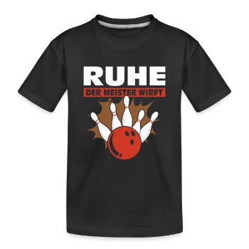 Ruhe der Meister wirft Bowling Strike Spare Pin - Kinder Premium Bio T-Shirt - Schwarz - Vorne