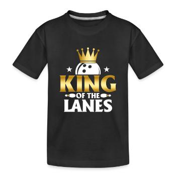 King Of The Lanes Bowling StrikeTeam Player - Kids' Premium Organic T-Shirt - black - Front