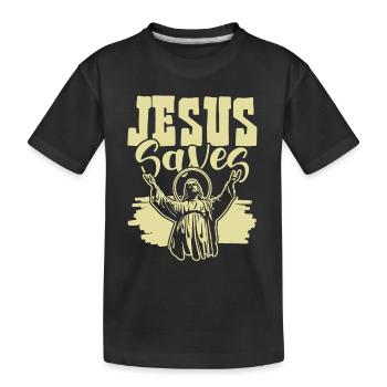 Jesus Saves - Kids' Premium Organic T-Shirt - black - Front
