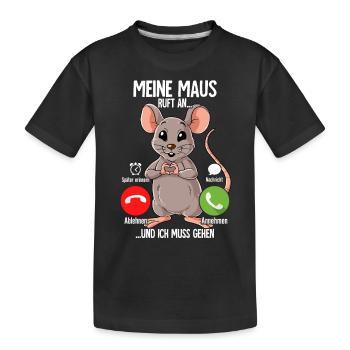 Mein Maus Ruft An - Kinder Premium Bio T-Shirt - Schwarz - Vorne