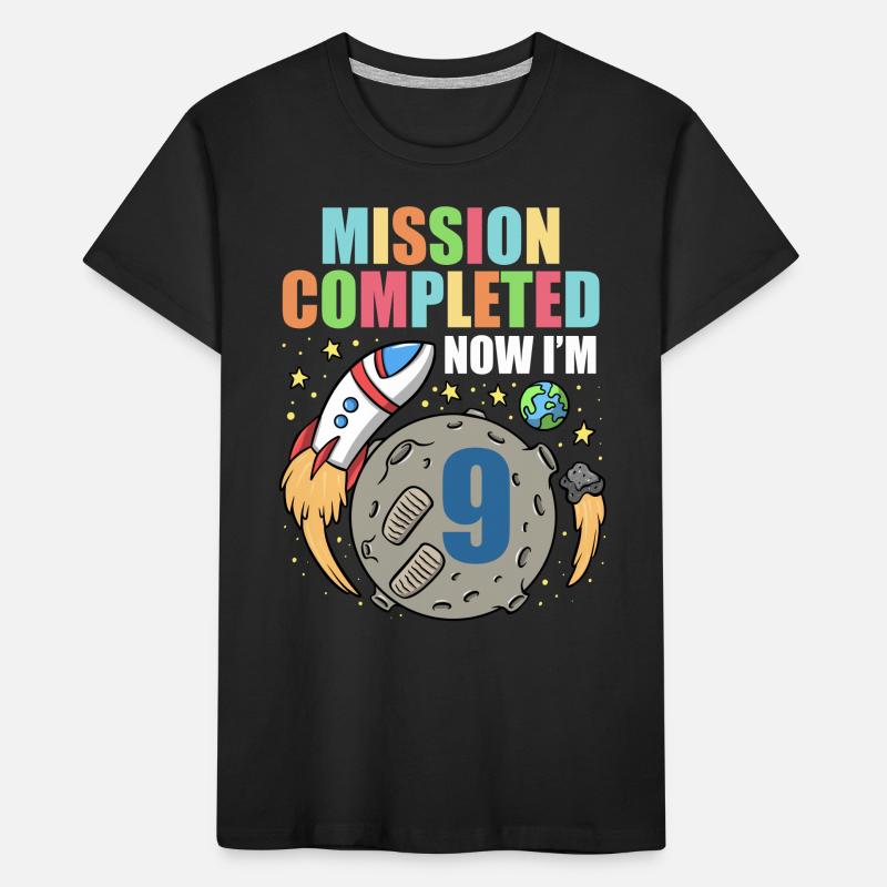 Space Birthday 9 Astronaut Planets Rocket Ship Kids' Premium Organic T-Shirt