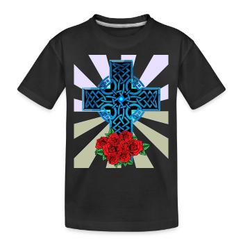 Weihnachtsgeschenk Christentum Kreuz Jesus Gott - Kinder Premium Bio T-Shirt - Schwarz - Vorne