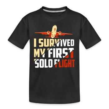 J’ai survécu à mon premier vol aérien en solo - T-shirt bio Premium Enfant - noir - Devant