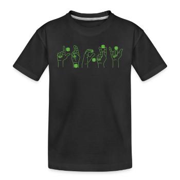 Langue des signes porte-bonheur Sourd St Patrick Day Irish - T-shirt bio Premium Enfant - noir - Devant