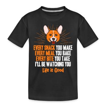 La vie est belle avec un chien - T-shirt bio Premium Enfant - noir - Devant