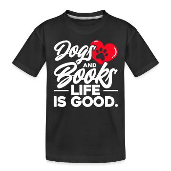 Chiens et livres La vie est belle - T-shirt bio Premium Enfant - noir - Devant