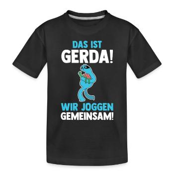 This is Gerda we jog together Sloth - Kids' Premium Organic T-Shirt - black - Front