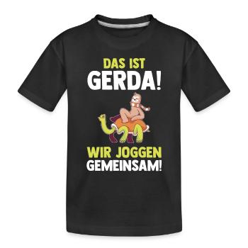 This is Gerda we jog together Sloth - Kids' Premium Organic T-Shirt - black - Front