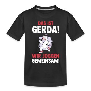 This is Gerda we jog together cow - Kids' Premium Organic T-Shirt - black - Front