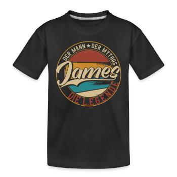 James Der Mann der Mythos die Legende Geschenk - Kinder Premium Bio T-Shirt - Schwarz - Vorne