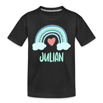 Julian Name Regenbogen Baby - Kinder Premium Bio T-Shirt - Schwarz - Vorne