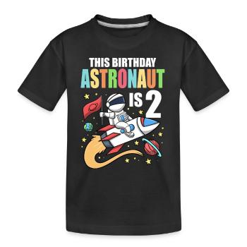 Space Birthday 2 Astronaut Planeten Raketenschiff - Kinder Premium Bio T-Shirt - Schwarz - Vorne