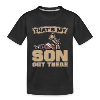 Les courses de chevaux C’est mon fils La course de chevaux aime les chevaux - T-shirt bio Premium Enfant - noir - Devant