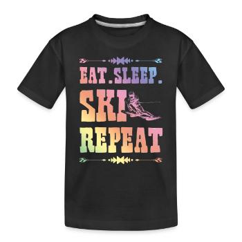 Eat Sleep Ski Repeat - Kinder Premium Bio T-Shirt - Schwarz - Vorne