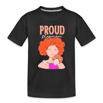 Proud stepmother child foster mother - Kids' Premium Organic T-Shirt - black - Front