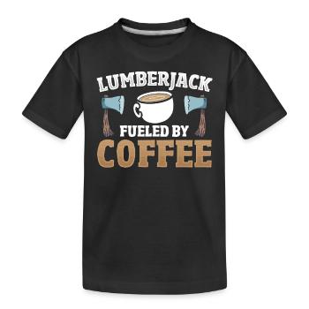 Lumberjack Fueled by Coffee Forestry Woodcutter - Kids' Premium Organic T-Shirt - black - Front