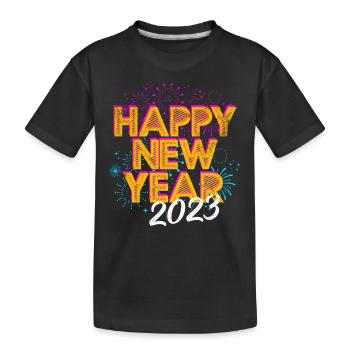 Happy New Year 2023 New Year's Eve New Year - Kids' Premium Organic T-Shirt - black - Front