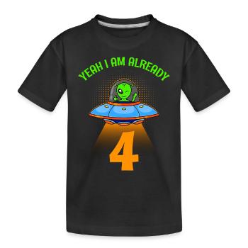 I am already 4 years 4th birthday boy - Kids' Premium Organic T-Shirt - black - Front