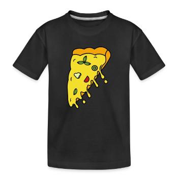 Pizza with dripping cheese - Kids' Premium Organic T-Shirt - black - Front