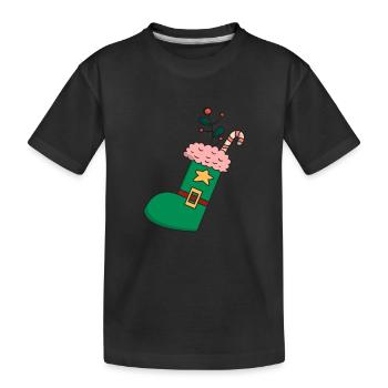 Christmas sock - Kids' Premium Organic T-Shirt - black - Front