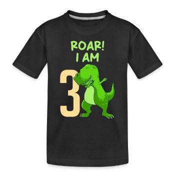 3ème anniversaire 3 ans Dino Boy - T-shirt bio Premium Enfant - noir - Devant