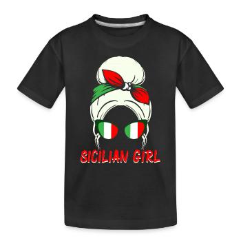 Sicily Italy Woman - Kids' Premium Organic T-Shirt - black - Front