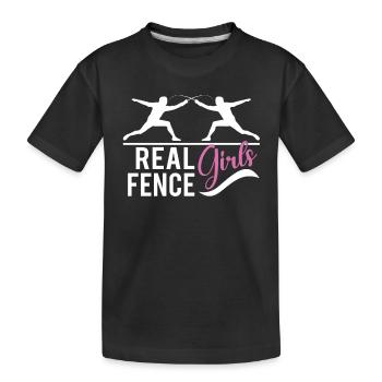 Female Fencing Girl Fencer Fence - Kids' Premium Organic T-Shirt - black - Front