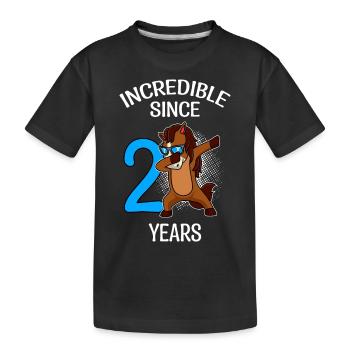 Unbelievable for 2 years horse 2nd birthday - Kids' Premium Organic T-Shirt - black - Front