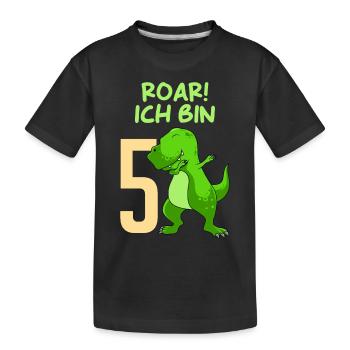 Dino 5 Jahre 5. Geburtstag Junge 5 Jahre - Kinder Premium Bio T-Shirt - Schwarz - Vorne