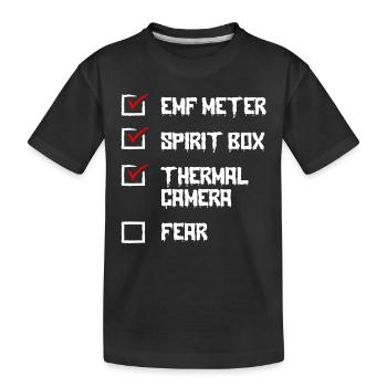 Ghost Hunter, EMF meter, thermal camera - Kids' Premium Organic T-Shirt - black - Front