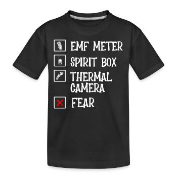 Ghost Hunter, EMF meter, thermal camera - Kids' Premium Organic T-Shirt - black - Front